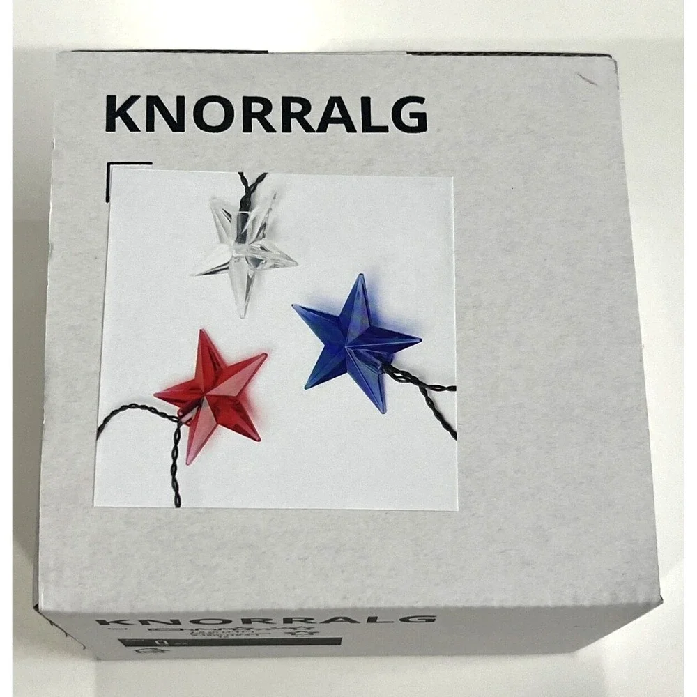 IKEA KNORRALG LED String Light With 12 Stars Battery Operated Sealed 4th July